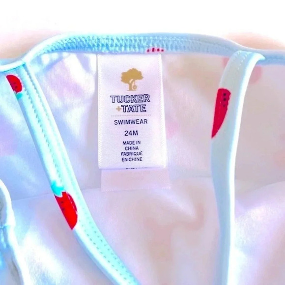 Tucker + Tate Strawberry Tiered Ruffled Swimsuit 12-18 Months - Picture 6 of 6